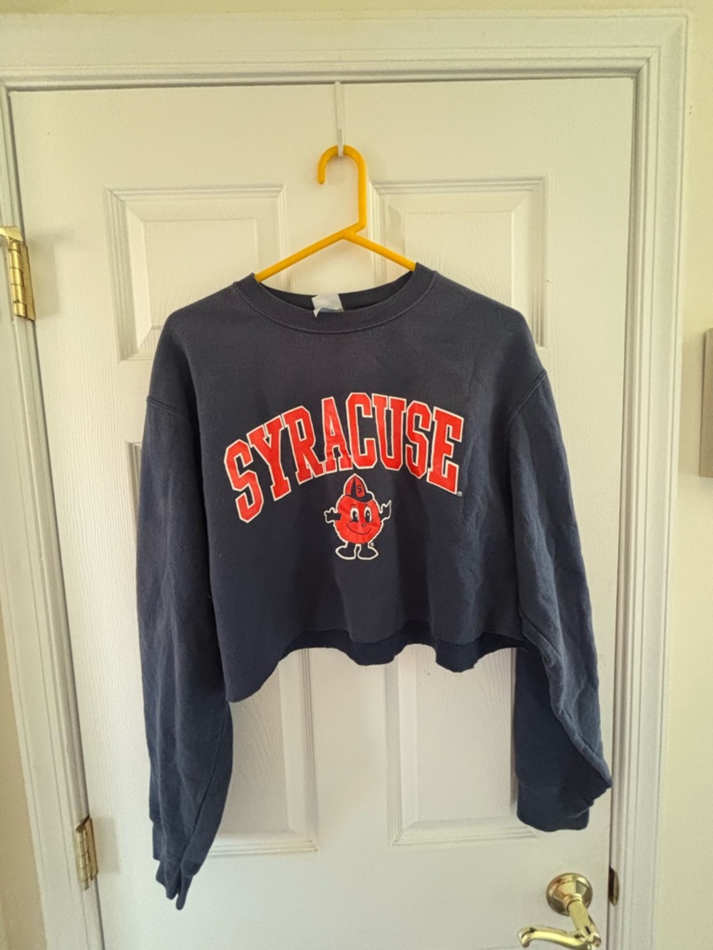 Syracuse Navy Cropped Crewneck Sweatshirt with Orange Logo